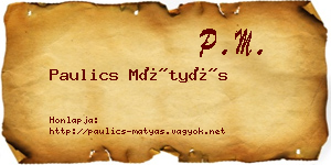 Paulics Mátyás névjegykártya